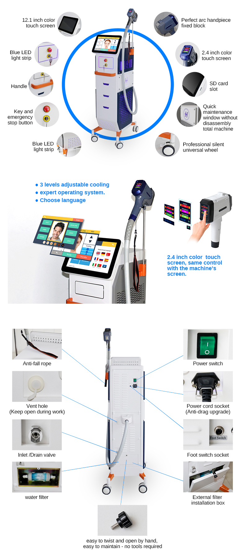 Macchina a diodi per depilazione laser