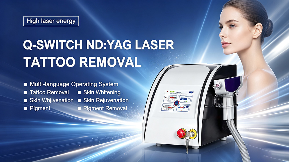 Sistema laser Nd:YAG Q-Switched per applicazioni di rimozione di tatuaggi
